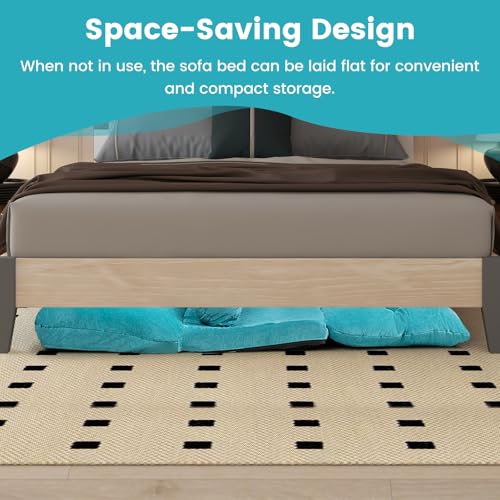 Beige Foldable Floor Sofa with 2 Pillows Y500