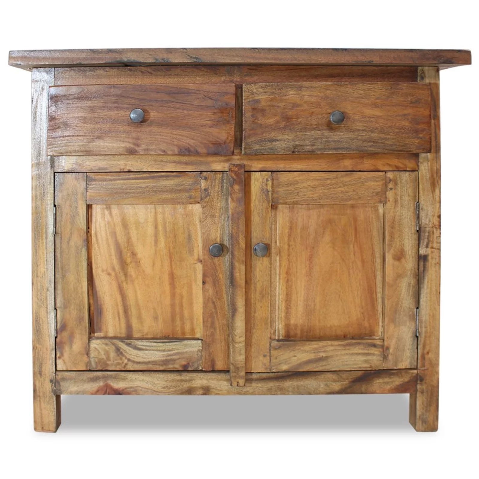 Handmade Sideboard Storage 2 Drawers Cabinet with Shelf 2 Doors Vintage Solid Reclaimed Wood Y2290