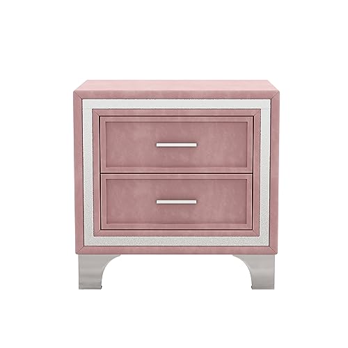 Queen Size Velvet Upholstered Platform Bed with 2 Nightstands Z5554