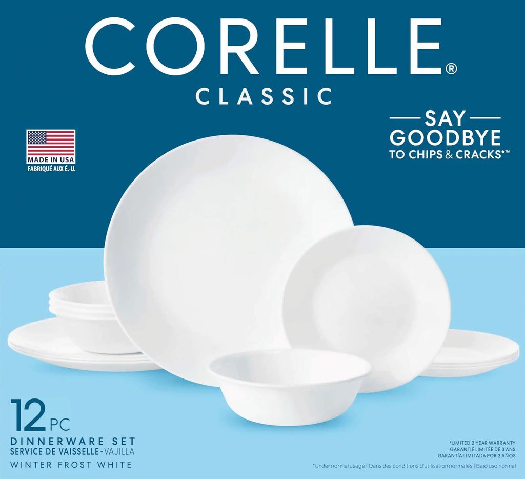 12-Piece White Round Dinnerware Set D680