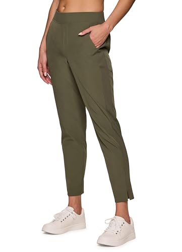 Women's Stretch Woven Ankle Pant, Lightweight, Quick Drying, Flat-Front Straight Leg Pants with Pockets A491