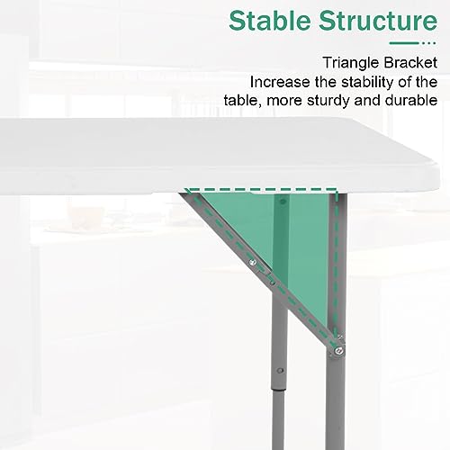 4 FT Heavy Duty Plastic Folding Table with Carrying Handle A39996