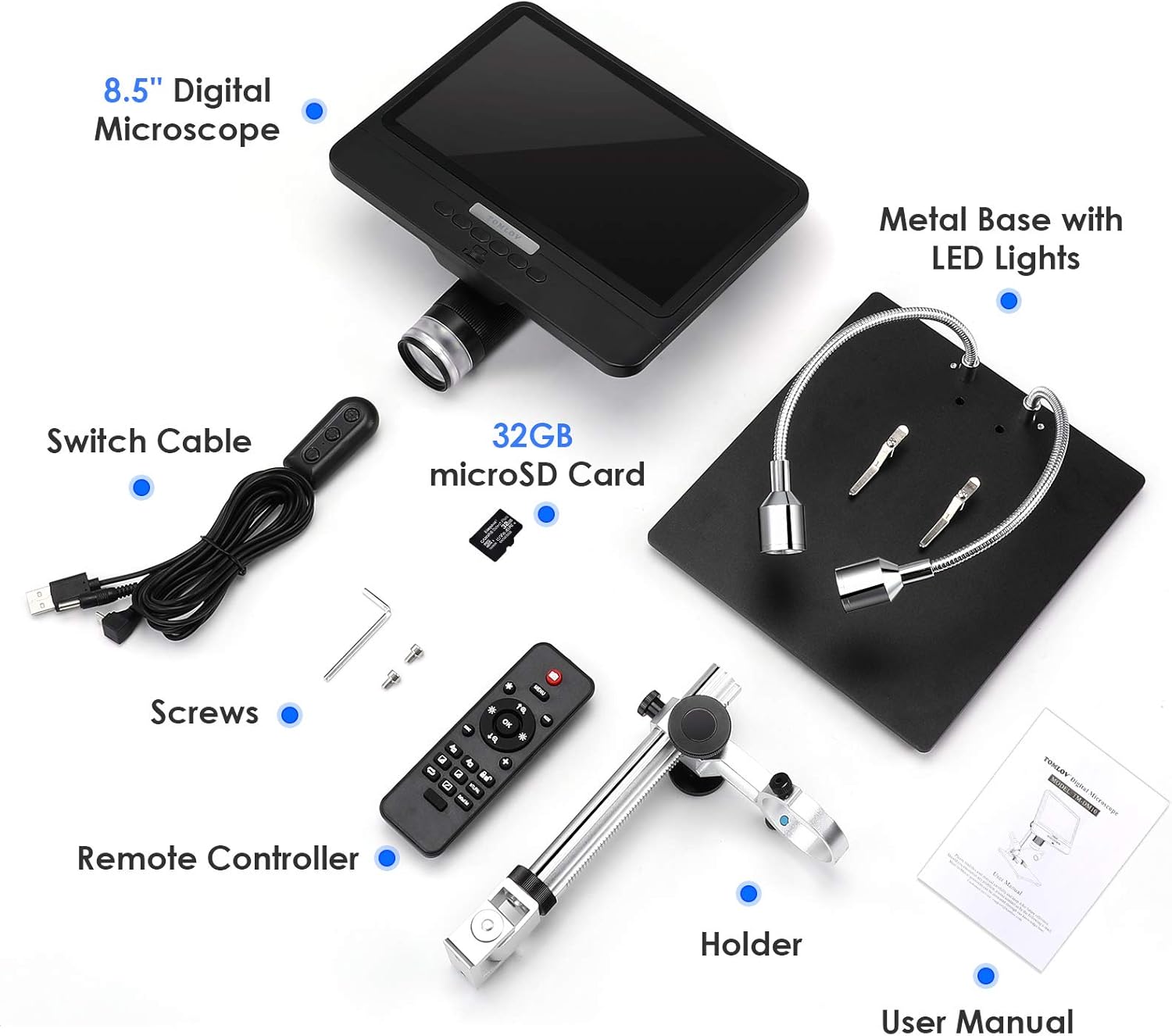 8.5'' Digital Microscope 50X-1300X with 12MP Camera F118286