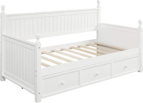 Twin Size Gray Wood Daybed with Storage Drawers D76180