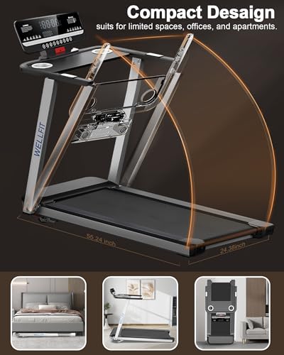 Heavy Duty Treadmill with 3.5HP 8.6MPH 375 lb Capacity 18 inch Wide Running Area M70209