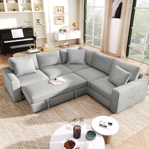 Corduroy U Shaped Convertible Sectional Sofa with Storage X773