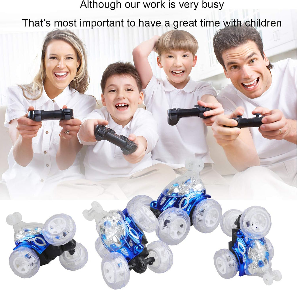Remote Control Stunt Car with Colorful Lights & Music Switch, Rechargeable (Bule) M467