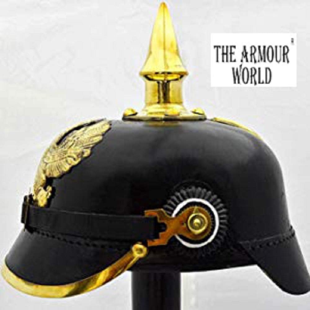 Leather Brass Spiked Military Helmet X220
