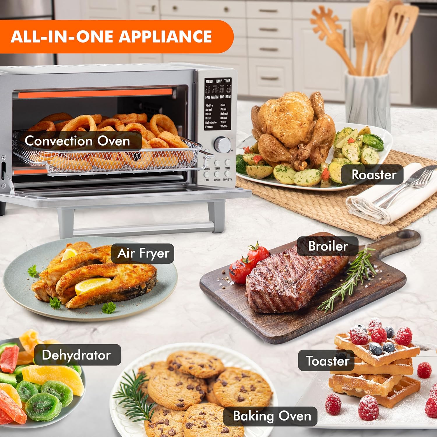 Stainless Steel 21QT Air Fryer Toaster Oven Combo H579