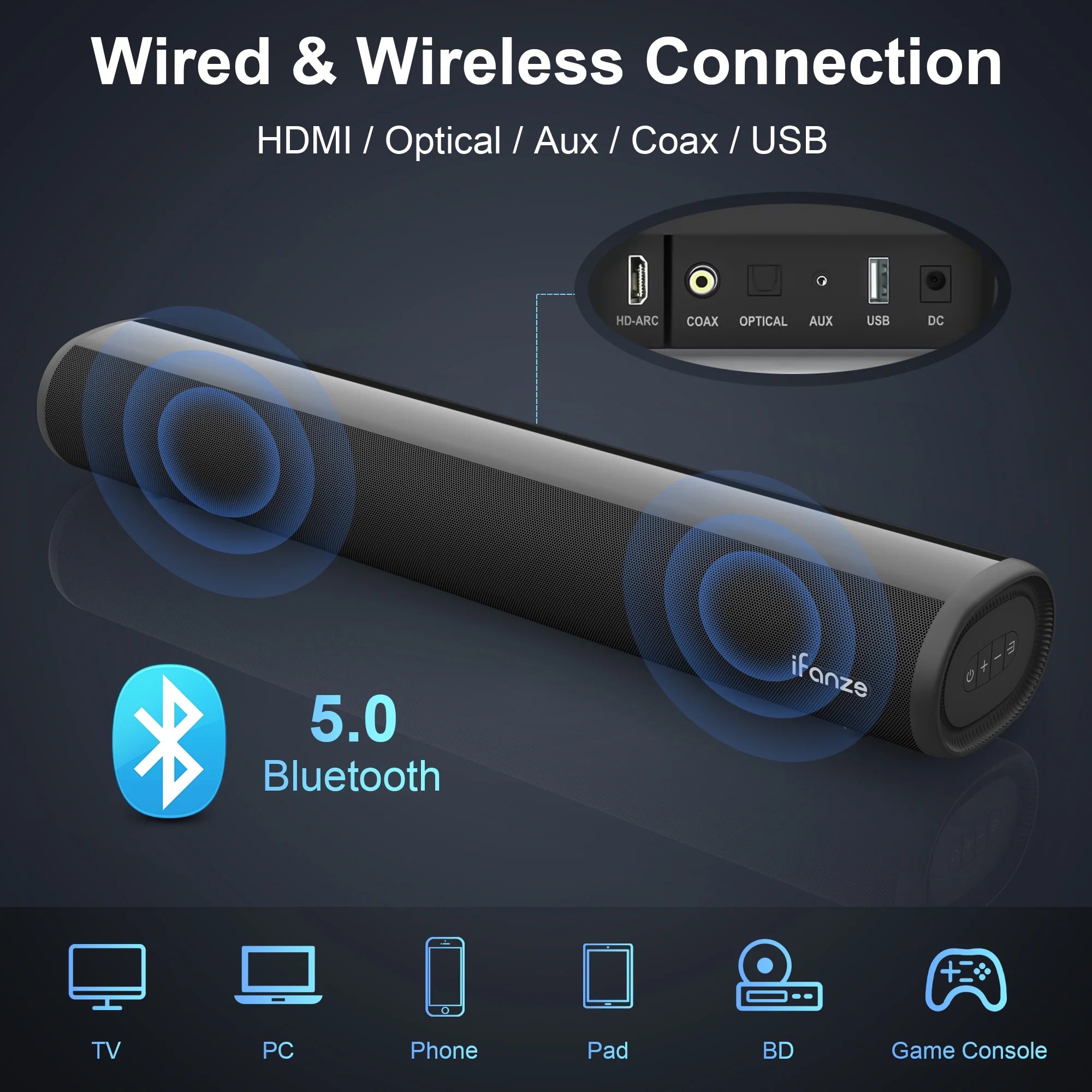 Sound Bar with Built-in Subwoofers Q180