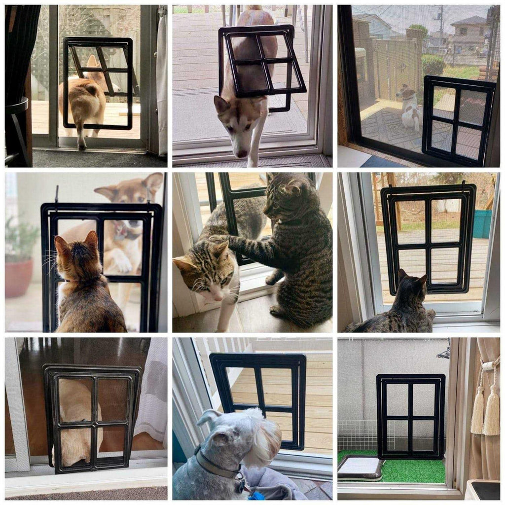 Pet Door for Screen Door, 12 x 16 inches, Lockable, Magnetic Automatic Closing S388