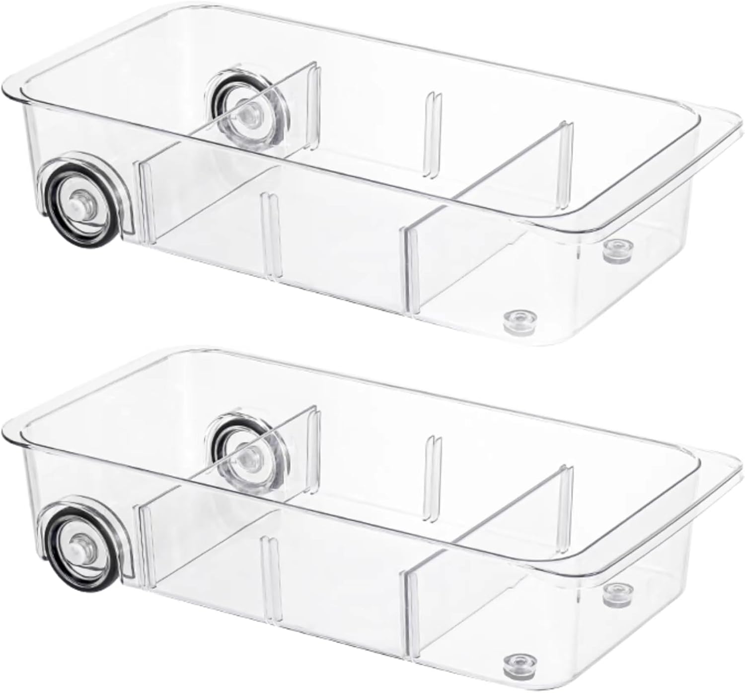 2 Set Clear Plastic Refrigerator Drawer Organizer with Dividers I54583