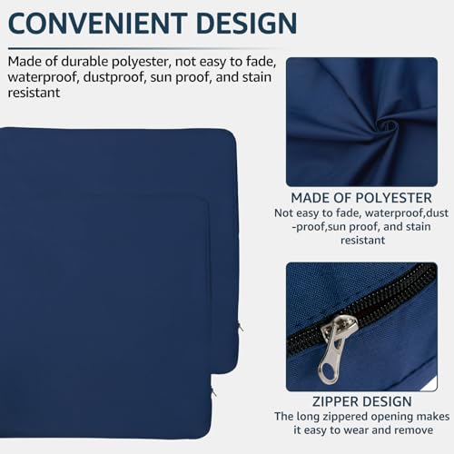 Navy Blue 23.6x23.6x3.9 Patio Cushion Covers Y326