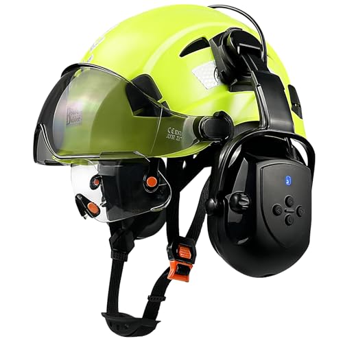 Safety Helmet with Visor Bluetooth Ear Muffs SNR 26dB Hard Hat Vented Y909367