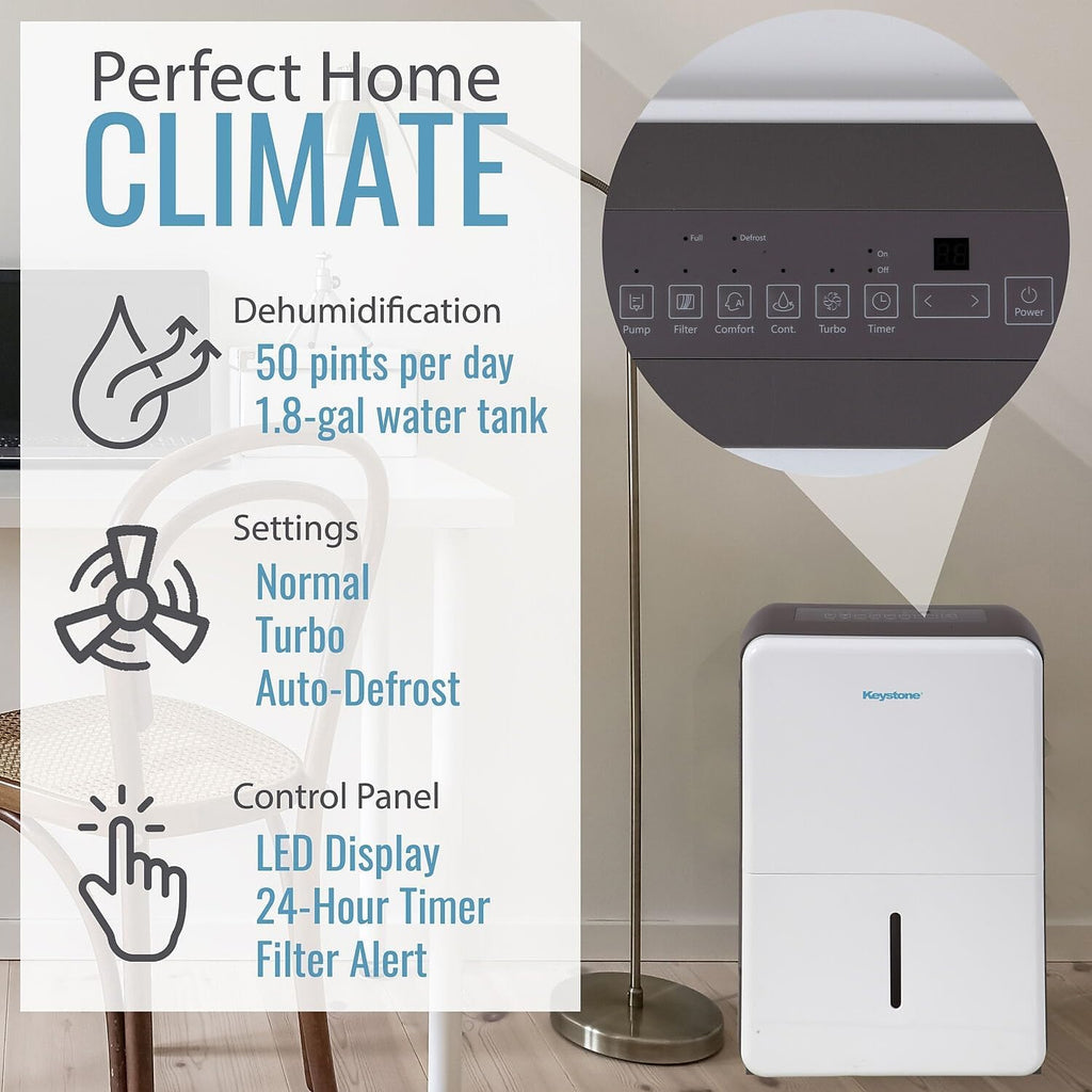 50-Pint Portable Dehumidifier with Auto-Shutoff, Timer, and LED Display H791568