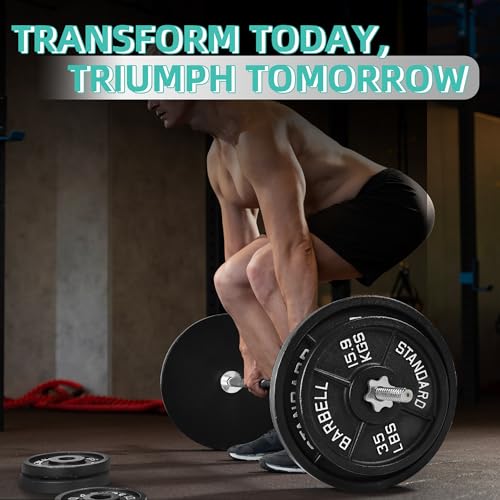 95 Lbs Cast Iron Standard Barbell Weight Set with Barbell Bar G116502