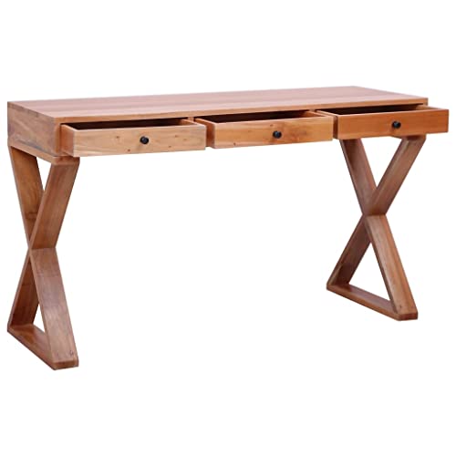 Natural 52"x18.5"x30.3" Solid Mahogany Wood Computer Desk C199980