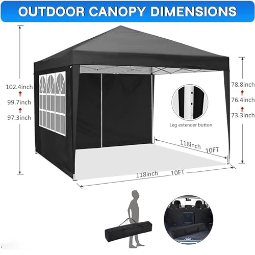 10x10 Pop Up Canopy Tent with 4 Removable Sidewalls, Waterproof Outdoor Canopy F539929