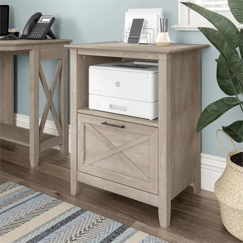 Washed Gray Lateral File Cabinet with Shelf Q9746