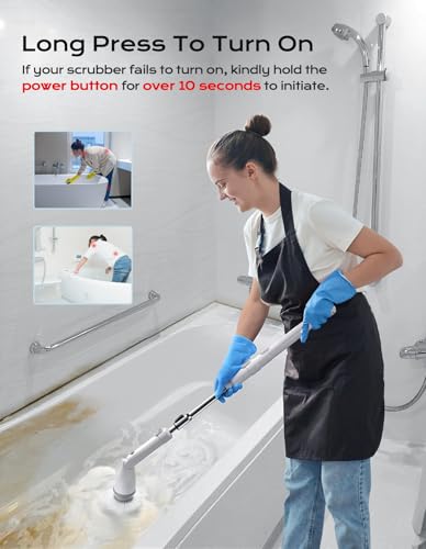 Cordless Electric Spin Scrubber with 2 Adjustable Speeds and 4 Replaceable Heads R916928