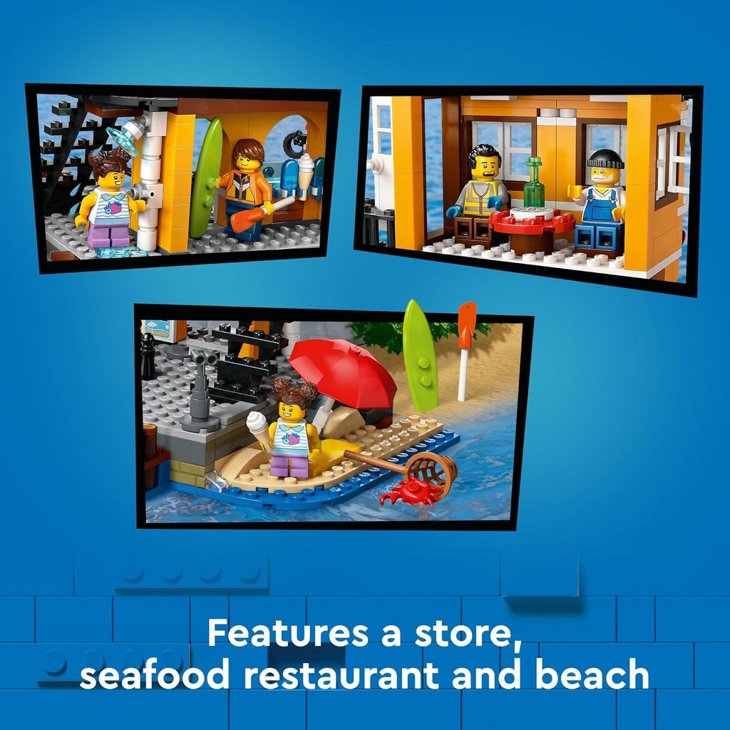 LEGO City Seaside Harbor with Cargo Ship Toy, Model Container Crane and Boat with 8 Minifigures Q8924