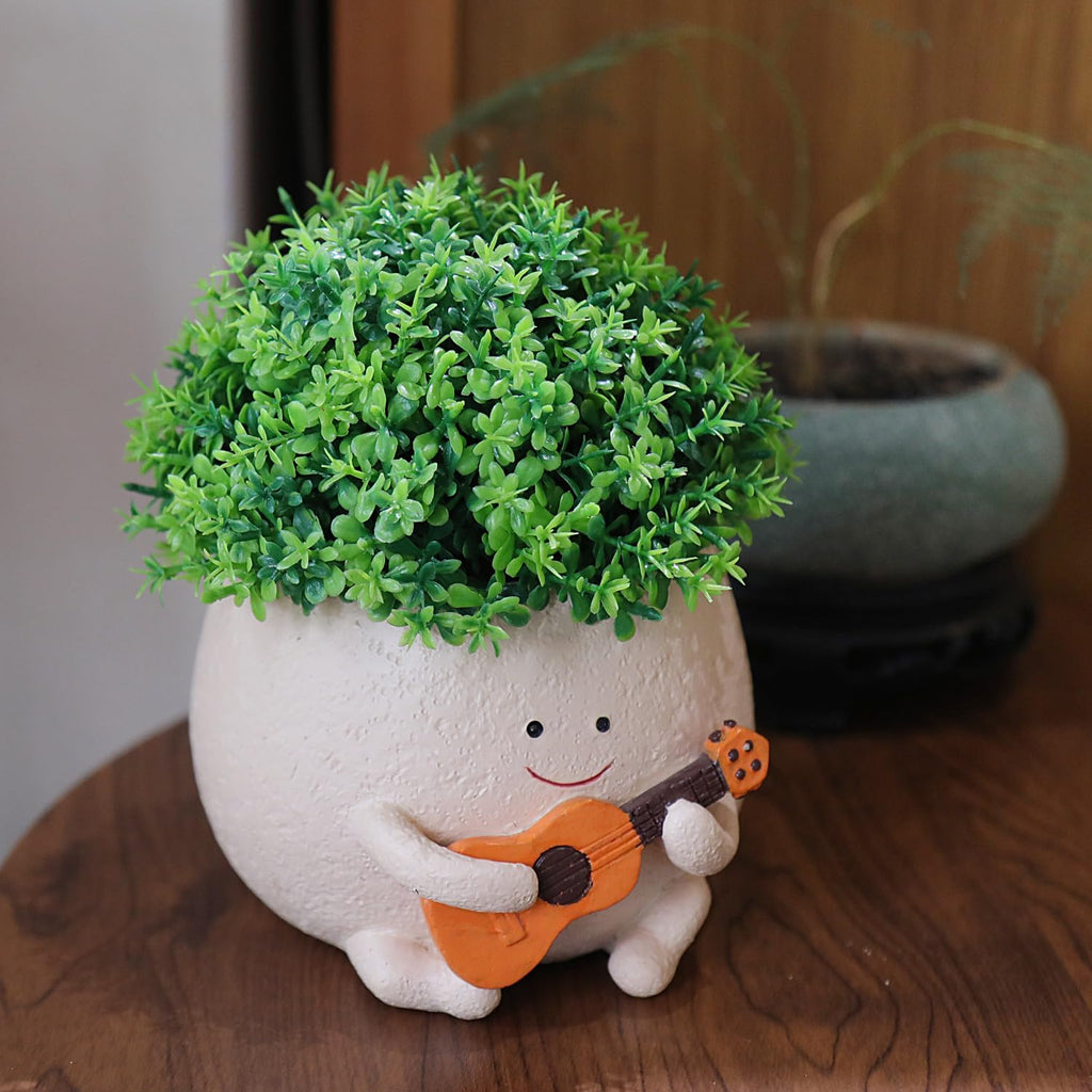 Smiley Guitar Head Succulent Pots with Drainage Hole T643836