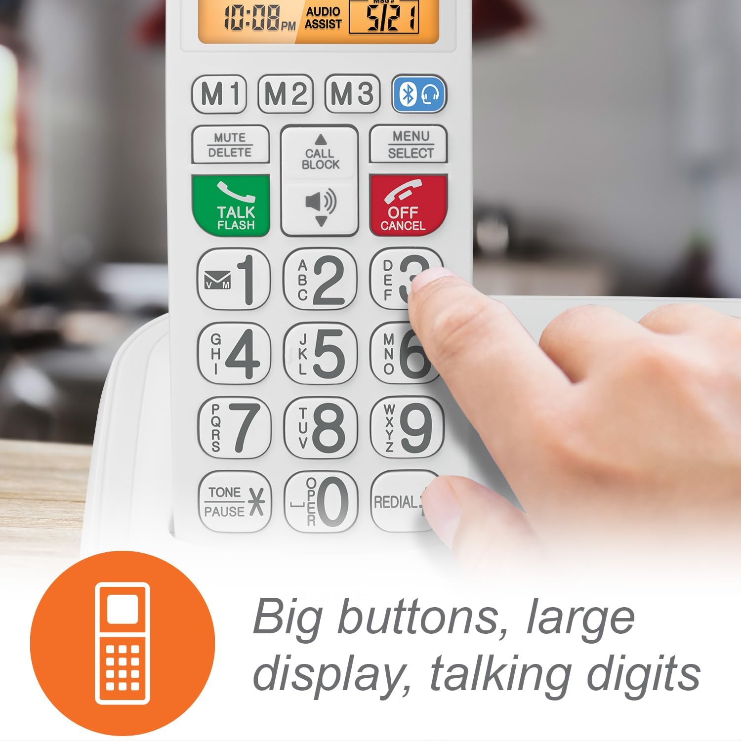 White Corded/Cordless Senior Phone with Answering Machine V681709