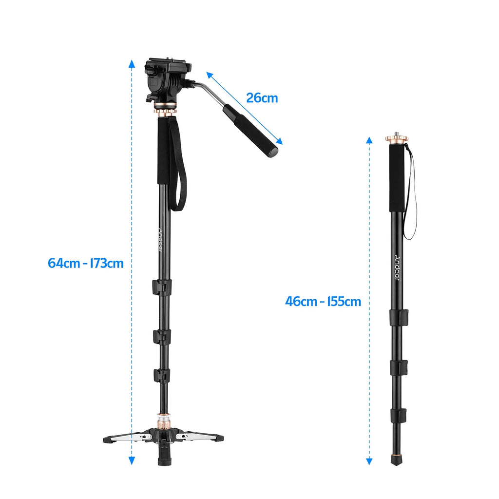 Aluminum Alloy Photography Monopod Stand with Detachable Tripod Base and Carry Bag O981