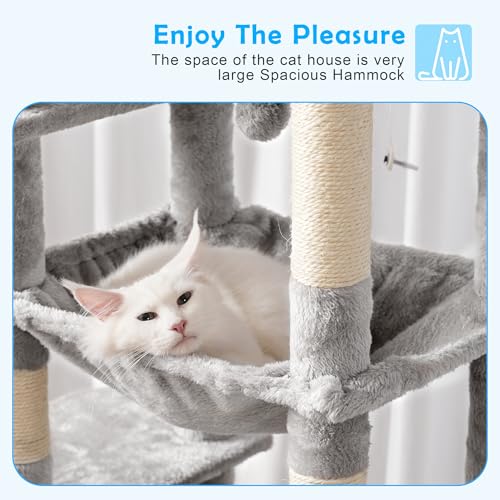 Smoky Gray 60 inches Cat Tree Tower with Scratching Posts K528