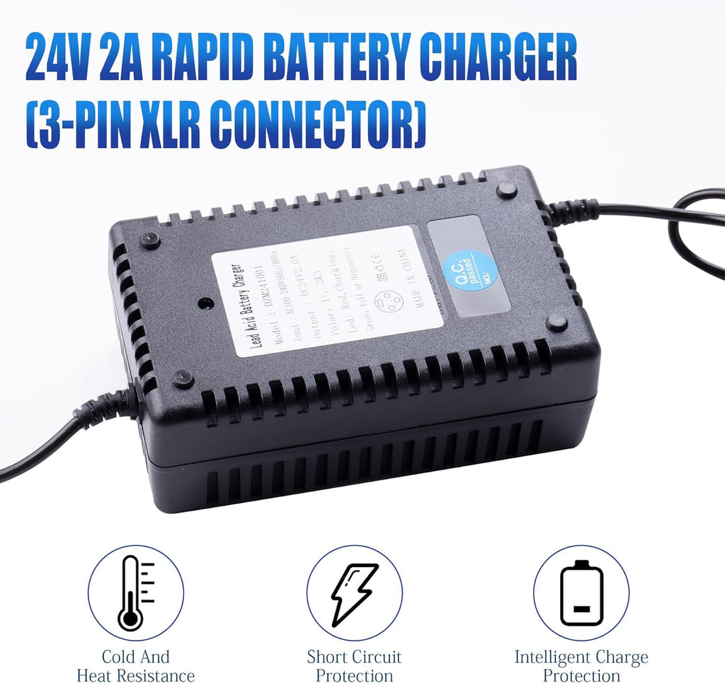 24V 2A Rapid Battery Charger with 3-Pin XLR Connector N218192