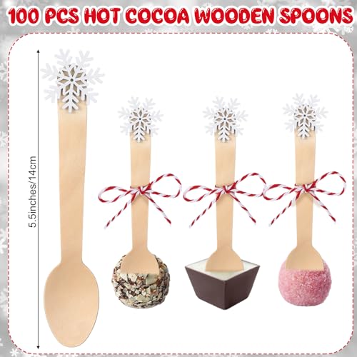 100 Set Christmas Wooden Spoons with Tag Bag Rope R692