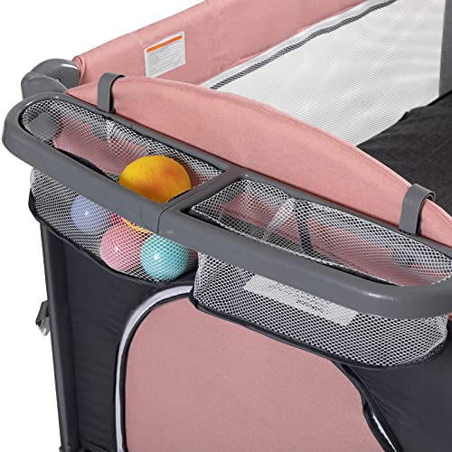 5 in 1 Baby Crib with Bassinet and Changing Table, Portable Travel Baby Playpen (Grey) X659