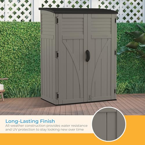 54 Cubic Ft. Vertical Resin Outdoor Storage Shed with Lockable Double Doors L325453