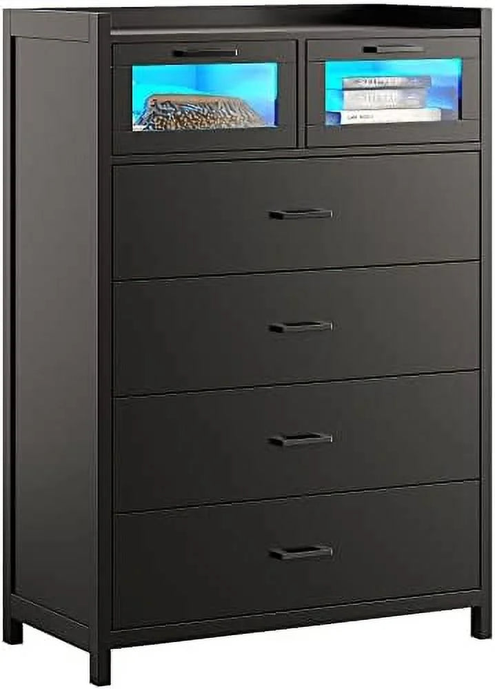 6 Drawer Wooden Dresser with LED Lights D8462