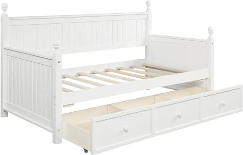 Twin Size Gray Wood Daybed with Storage Drawers D76180