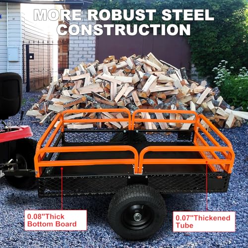 Heavy Duty Steel Utility Dump Cart 1600 Lb Capacity 15 Cubic Feet with Removable Sides Tilt Bed E797
