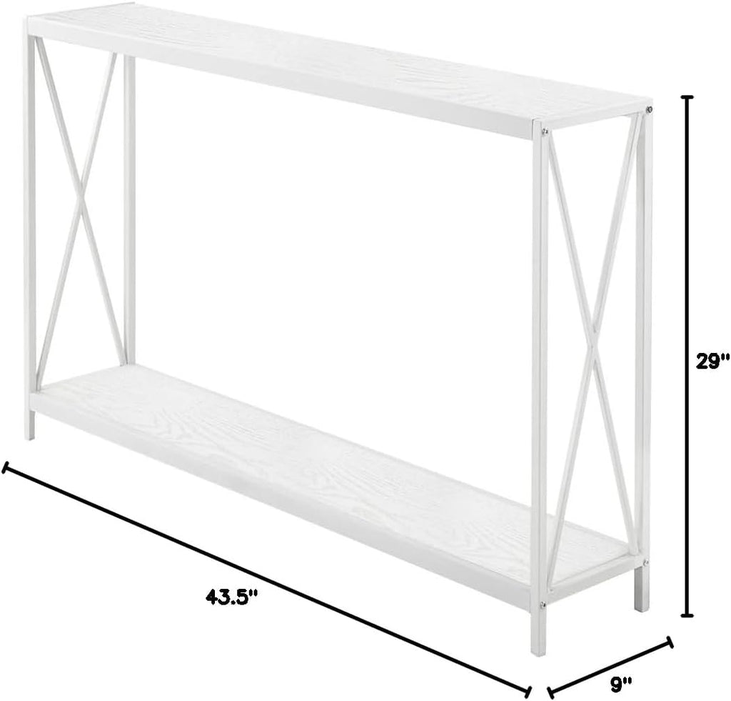 White Rustic Wooden Console Table W455