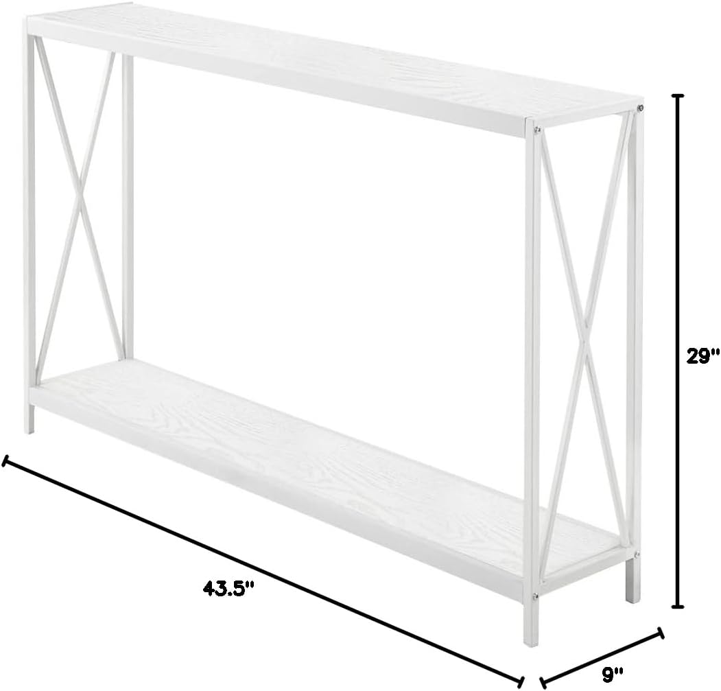 White Rustic Wooden Console Table W455