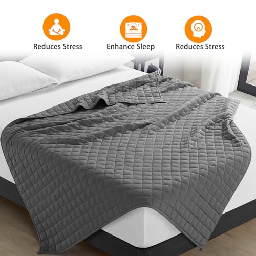 Grey Weighted Blanket 20 lbs 60" x 80" with Glass Beads O551157