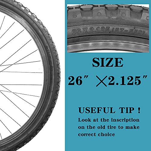 2 Pack 26" x 2.125" Beach Cruiser Bike Tires Black Wall/White Side Wall L489