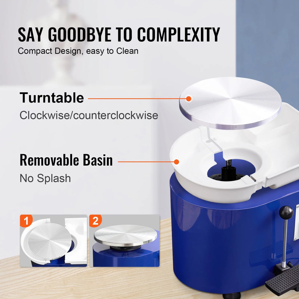 11" Ceramic Wheel Forming Machine with Adjustable Speed Handle and Foot Pedal Control R36691