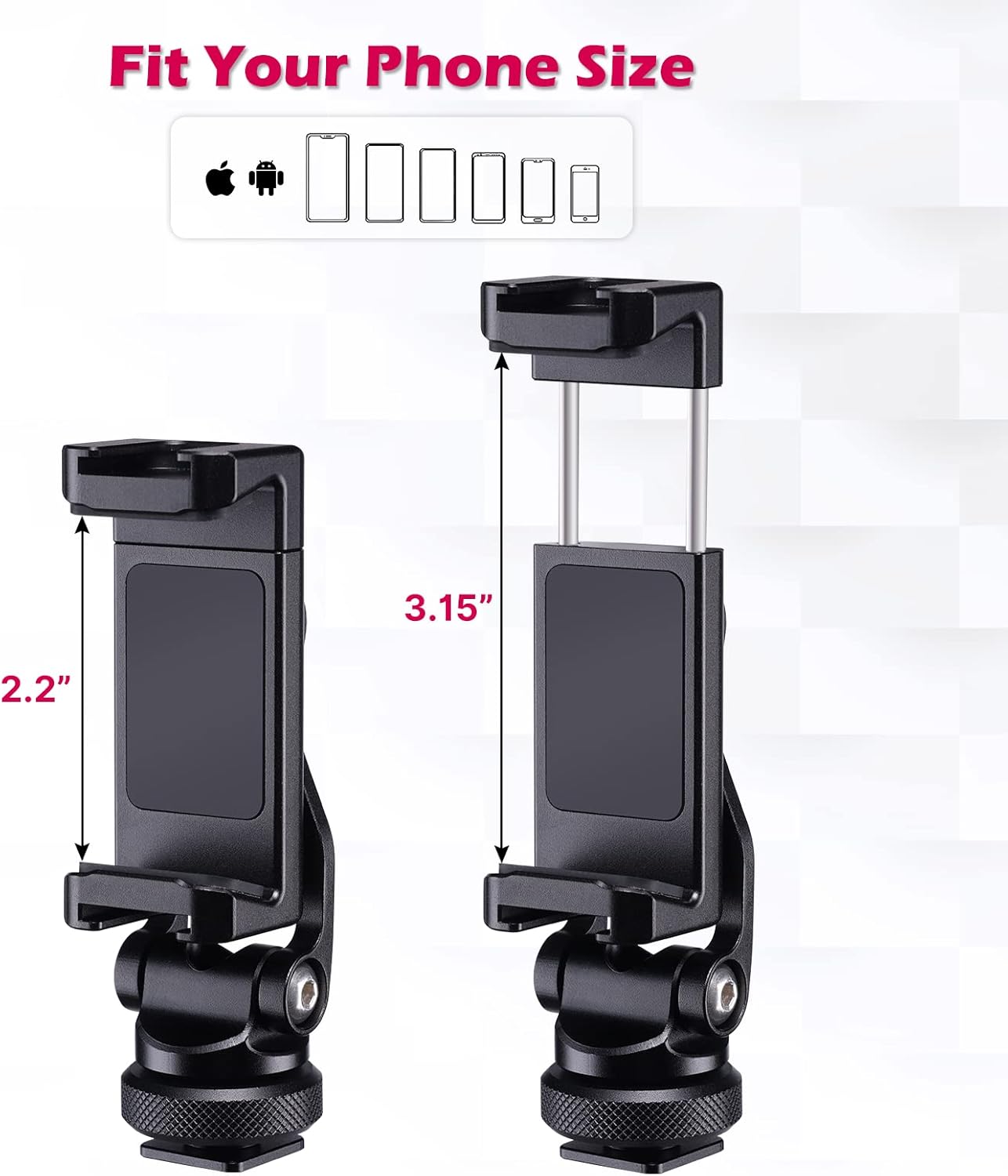 Metal Phone Tripod Mount with 2 Cold Shoe Mount I9076