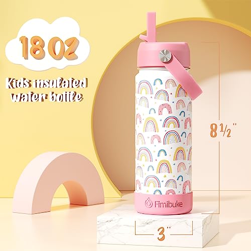18oz 2 Pack Double Wall Stainless Steel Insulated Water Bottle with Straw F667