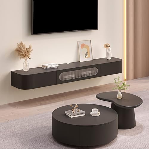 Grey 240CM Wall Mounted TV Stand with 2 Cabinets R78853