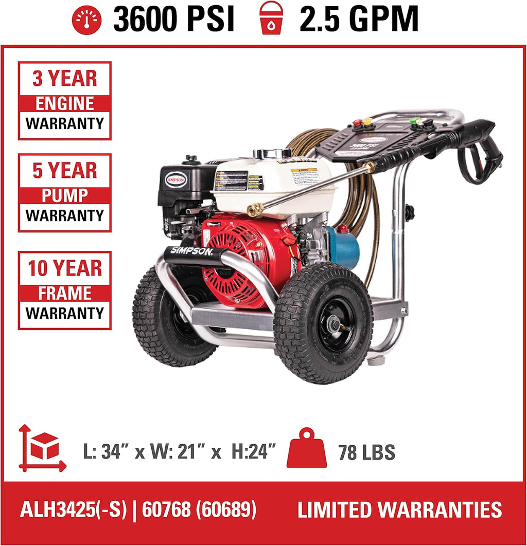 Aluminum Gas Pressure Washer, 3600 PSI @ 2.5 GPM M113016
