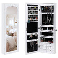 Jewelry Armoire with 8 LEDs, Lockable Large Storage Jewelry Cabinet, White D82004