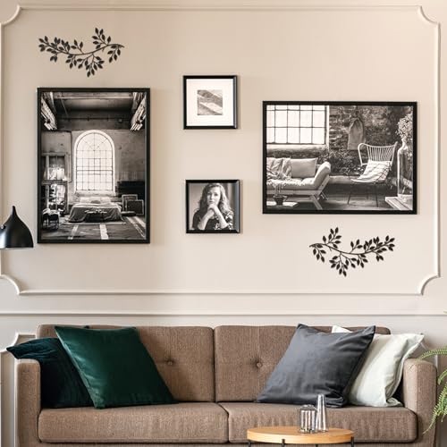 2 Pieces Metal Tree Leaf Wall Decor Wrought Iron Scroll Sculptures T8161