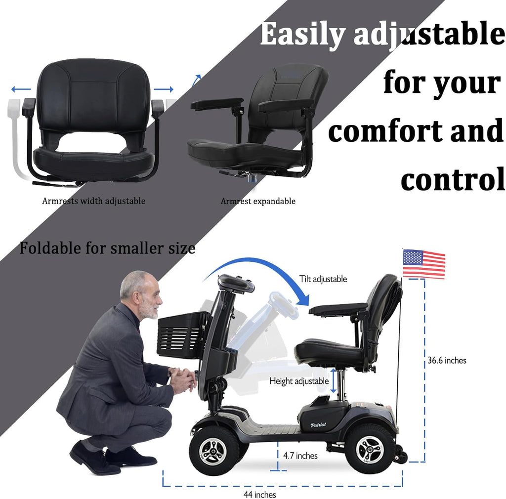Grey Foldable 4 Wheel Mobility Scooter with 300 lbs Capacity E64219
