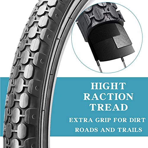 2 Pack 26" x 2.125" Beach Cruiser Bike Tires Black Wall/White Side Wall L489