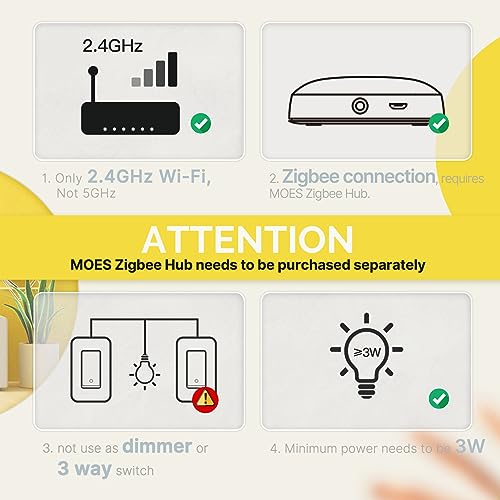 Zigbee Smart Switches, No Neutral Wire, Single Pole Light Switch S607109